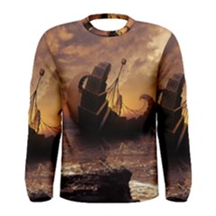 Steampunk Fractalscape, A Ship For All Destinations Men s Long Sleeve Tee