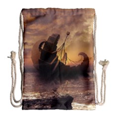 Steampunk Fractalscape, A Ship For All Destinations Drawstring Bag (large)