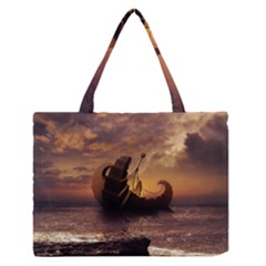 Steampunk Fractalscape, A Ship For All Destinations Medium Zipper Tote Bag by jayaprime