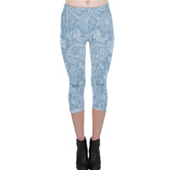 Vintage Morris Floral Blue Capri Leggings 