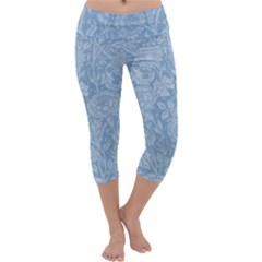 Vintage Morris Floral Blue Capri Yoga Leggings by pixeldiva