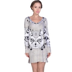 Wonderful Sugar Cat Skull Long Sleeve Nightdress by FantasyWorld7