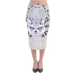 Wonderful Sugar Cat Skull Velvet Midi Pencil Skirt by FantasyWorld7