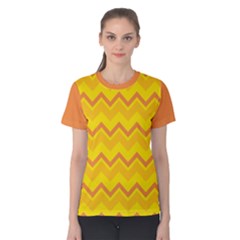 Zigzag (orange And Yellow) Women s Cotton Tee