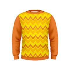 Zigzag (orange And Yellow) Kids  Sweatshirt by berwies