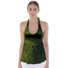 Beautiful Fractal Pines In The Misty Spring Night Babydoll Tankini Top by jayaprime