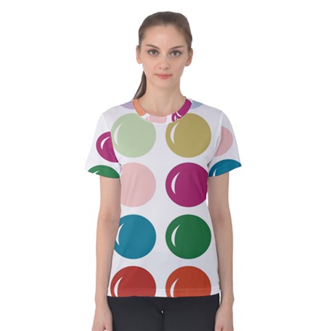 Brights Pastels Bubble Balloon Color Rainbow Women s Cotton Tee by Mariart