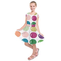 Brights Pastels Bubble Balloon Color Rainbow Kids  Short Sleeve Dress by Mariart