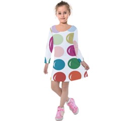 Brights Pastels Bubble Balloon Color Rainbow Kids  Long Sleeve Velvet Dress by Mariart