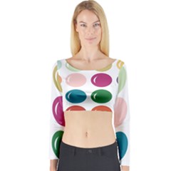 Brights Pastels Bubble Balloon Color Rainbow Long Sleeve Crop Top