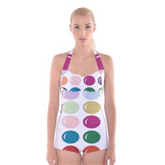 Brights Pastels Bubble Balloon Color Rainbow Boyleg Halter Swimsuit  by Mariart