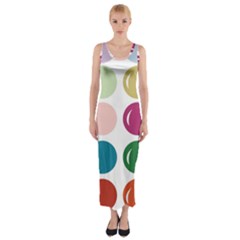 Brights Pastels Bubble Balloon Color Rainbow Fitted Maxi Dress by Mariart