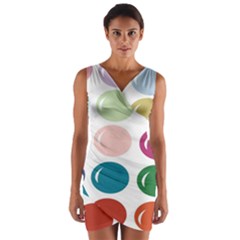 Brights Pastels Bubble Balloon Color Rainbow Wrap Front Bodycon Dress