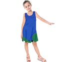 Blue Flower Leaf Black White Striped Rose Kids  Sleeveless Dress View1