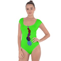 Egg Line Rainbow Green Short Sleeve Leotard  by Mariart