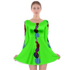 Egg Line Rainbow Green Long Sleeve Skater Dress by Mariart