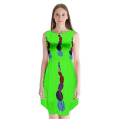 Egg Line Rainbow Green Sleeveless Chiffon Dress   by Mariart