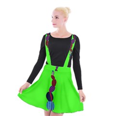 Egg Line Rainbow Green Suspender Skater Skirt by Mariart