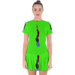 Egg Line Rainbow Green Drop Hem Mini Chiffon Dress by Mariart