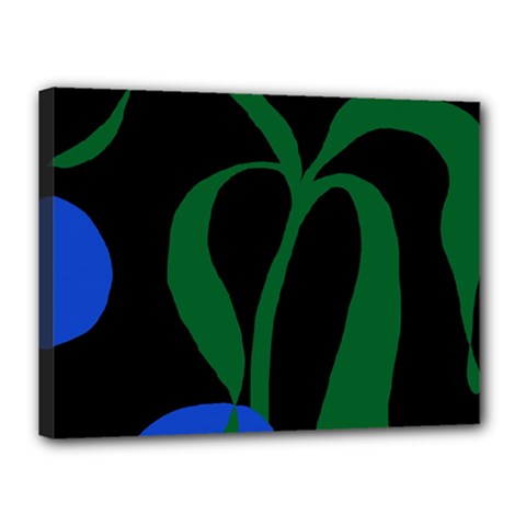 Flower Green Blue Polka Dots Canvas 16  X 12  by Mariart