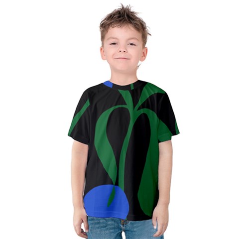 Flower Green Blue Polka Dots Kids  Cotton Tee by Mariart