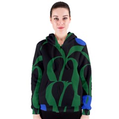 Flower Green Blue Polka Dots Women s Zipper Hoodie