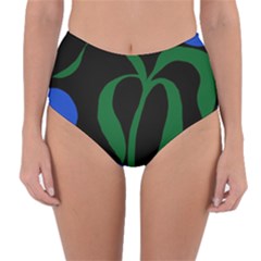 Flower Green Blue Polka Dots Reversible High-waist Bikini Bottoms by Mariart