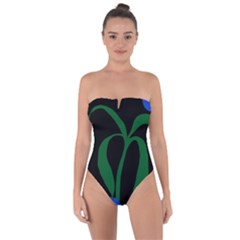 Flower Green Blue Polka Dots Tie Back One Piece Swimsuit by Mariart