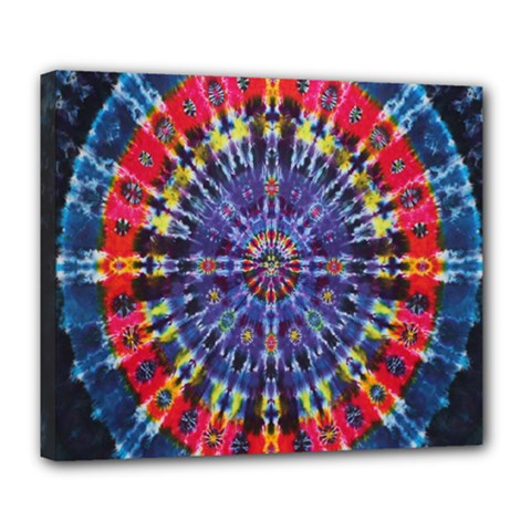 Circle Purple Green Tie Dye Kaleidoscope Opaque Color Deluxe Canvas 24  X 20  