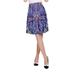 Circle Purple Green Tie Dye Kaleidoscope Opaque Color A-line Skirt by Mariart