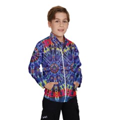 Circle Purple Green Tie Dye Kaleidoscope Opaque Color Wind Breaker (kids) by Mariart