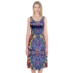 Circle Purple Green Tie Dye Kaleidoscope Opaque Color Midi Sleeveless Dress