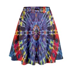 Circle Purple Green Tie Dye Kaleidoscope Opaque Color High Waist Skirt by Mariart