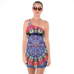 Circle Purple Green Tie Dye Kaleidoscope Opaque Color One Soulder Bodycon Dress by Mariart