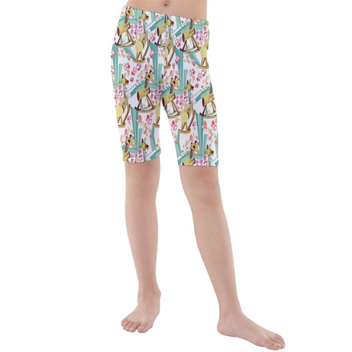 Wooden Gorse Illustrator Photoshop Watercolor Ink Gouache Color Pencil Kids  Mid Length Swim Shorts