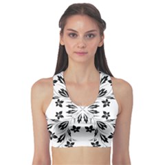 Floral Element Black White Sports Bra by Mariart