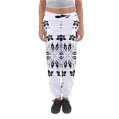 Floral Element Black White Women s Jogger Sweatpants by Mariart