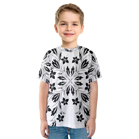 Floral Element Black White Kids  Sport Mesh Tee by Mariart