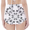 Floral Element Black White High-Waisted Bikini Bottoms View2