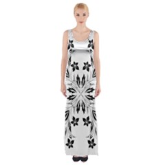 Floral Element Black White Maxi Thigh Split Dress