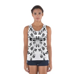 Floral Element Black White Women s Sport Tank Top  by Mariart