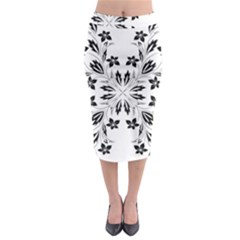 Floral Element Black White Midi Pencil Skirt by Mariart