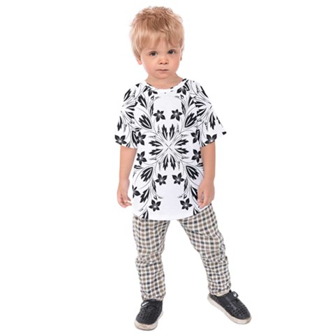 Floral Element Black White Kids Raglan Tee by Mariart