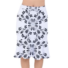 Floral Element Black White Mermaid Skirt