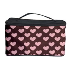 Chocolate Pink Hearts Gift Wrap Cosmetic Storage Case by Mariart