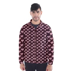 Chocolate Pink Hearts Gift Wrap Wind Breaker (men) by Mariart