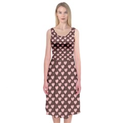 Chocolate Pink Hearts Gift Wrap Midi Sleeveless Dress by Mariart