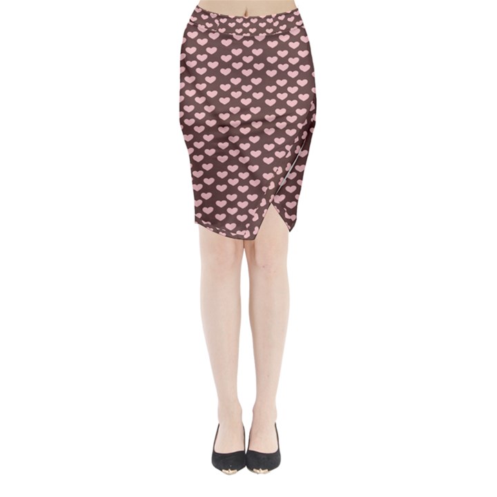 Chocolate Pink Hearts Gift Wrap Midi Wrap Pencil Skirt