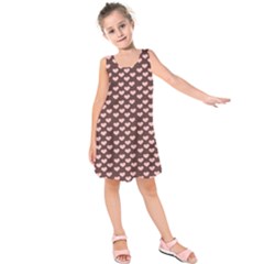 Chocolate Pink Hearts Gift Wrap Kids  Sleeveless Dress by Mariart