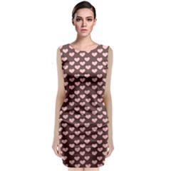 Chocolate Pink Hearts Gift Wrap Sleeveless Velvet Midi Dress by Mariart